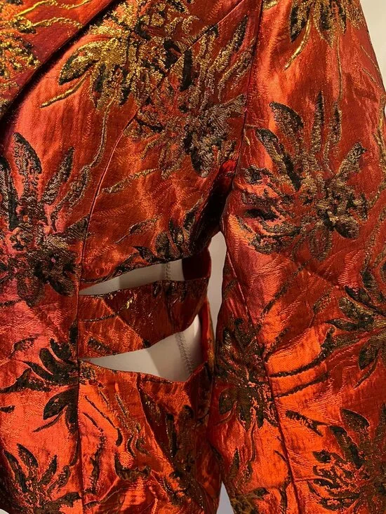 AKIRA Heavy Brocade Red Cutout Jacket NWOT – Size XL (Fits M/L) - Picture 9 of 16